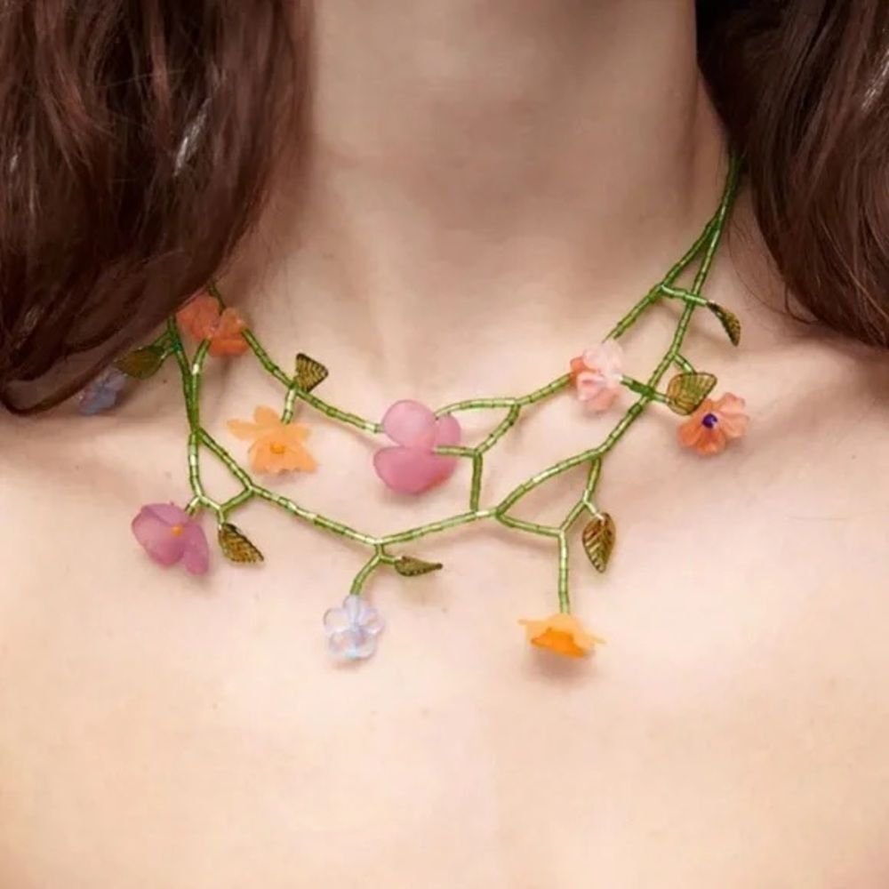 Boho flower necklace N675 - Picture 1 of 4